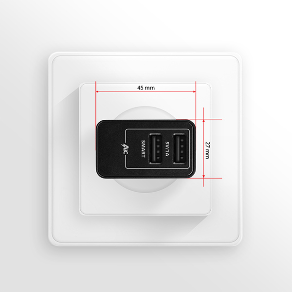 AXAGON ACU-DS16, SMART sieťová nabíjačka 16W, 2x USB-A port, 5V/2.2A + 5V/1A7 