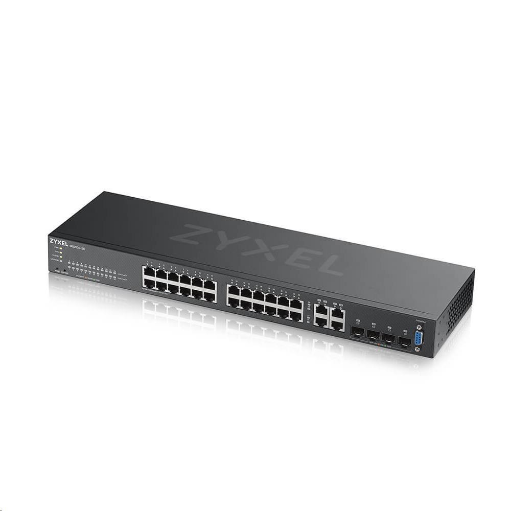 Zyxel GS2220-28 28-portový gigabitový riadený prepínač L2,  24x gigabit RJ45,  4x gigabit RJ45/ SFP0 