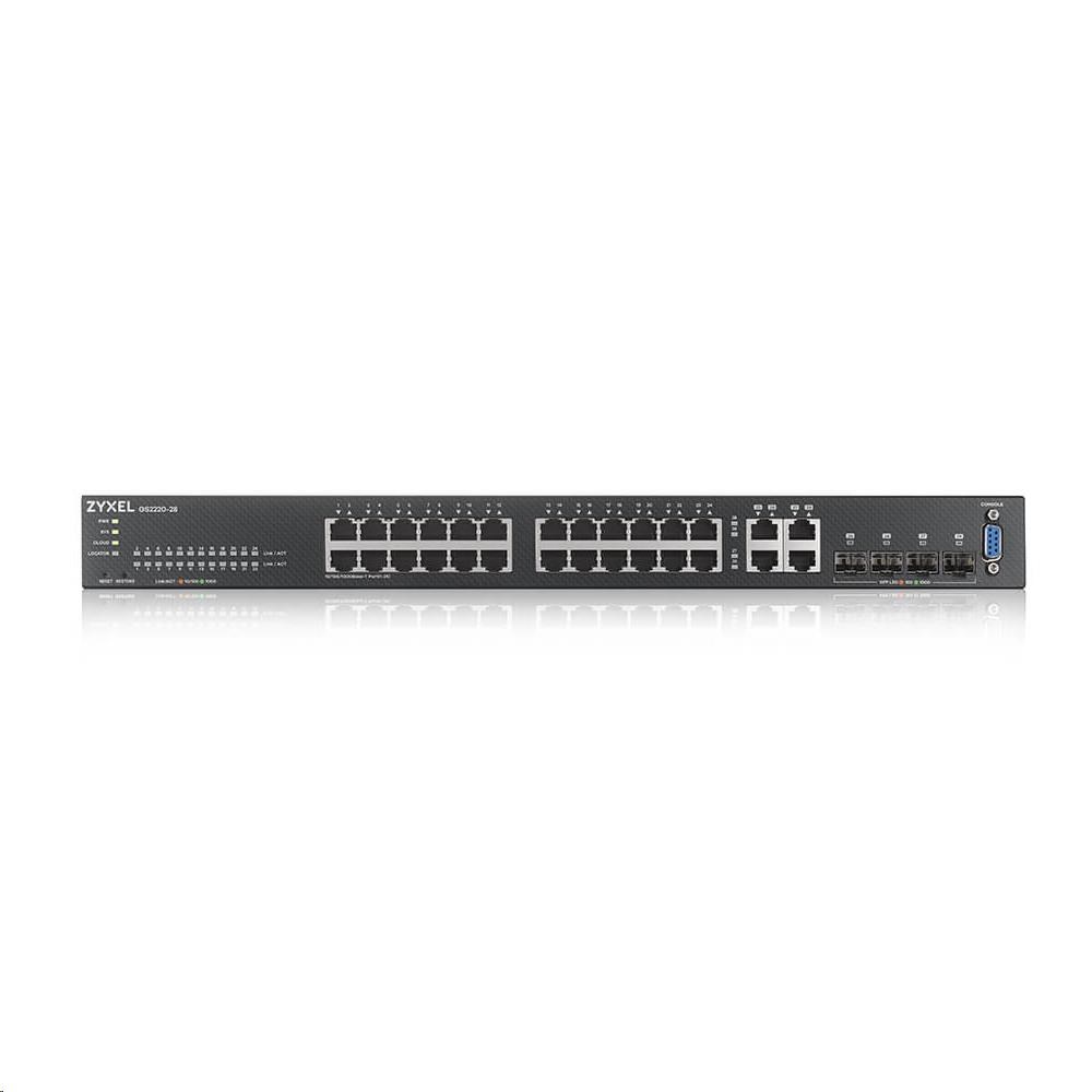 Zyxel GS2220-28 28-portový gigabitový riadený prepínač L2,  24x gigabit RJ45,  4x gigabit RJ45/ SFP1 