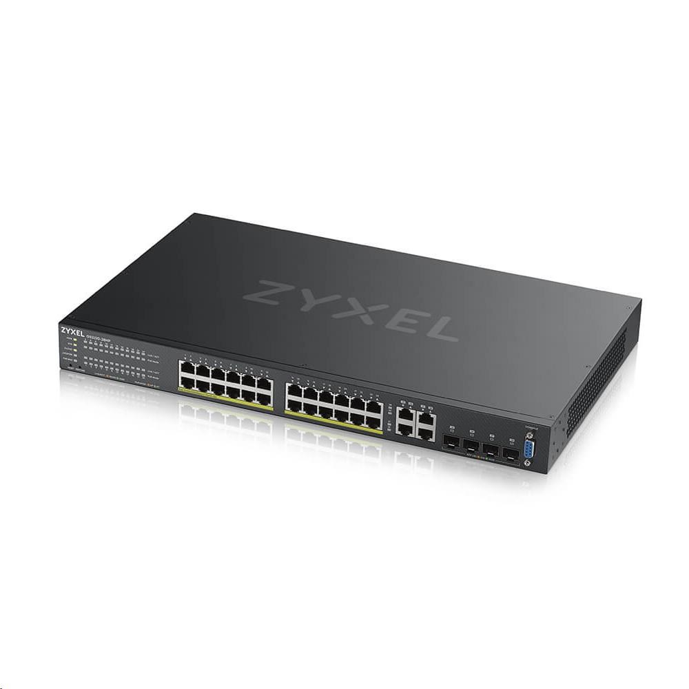 Zyxel GS2220-28HP 28-portový gigabitový PoE manažovaný L2 switch, 24x gigabitový RJ45, 4x gigabitový RJ45/SFP, PoE 375 2 