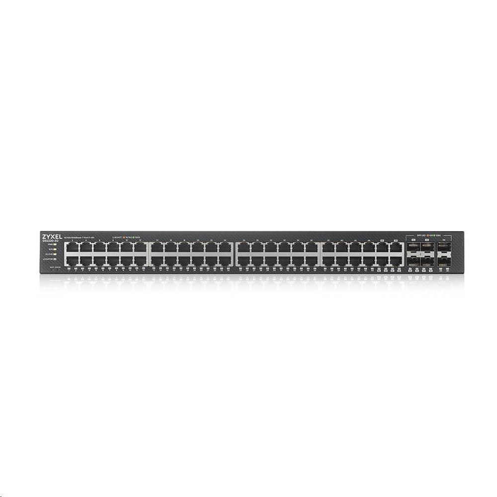 Zyxel GS2220-50 50-portový gigabitový riadený prepínač L2,  44x gigabitový RJ45,  4x gigabitový RJ45/ SFP,  2x gigabitový S1 