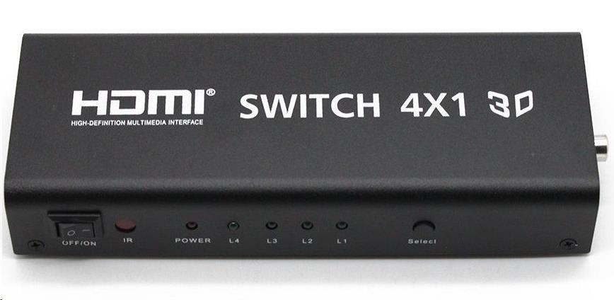 PREMIUMCORD HDMI prepínač 4:1 s audio výstupmi ( stereo,  Toslink,  koaxiálny )3 