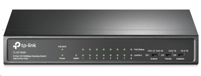 TP-Link CCTV switch TL-SF1009P (8x100Mb/ s,  1x100Mb/ s uplink,  8xPoE+,  65W,  fanless)0 