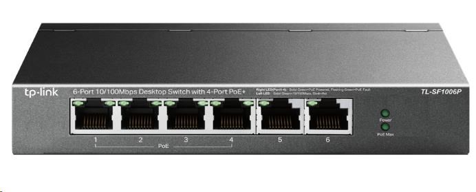 TP-Link switch TL-SF1006P (6x100Mb/ s,  4xPoE+,  67W,  fanless)0 