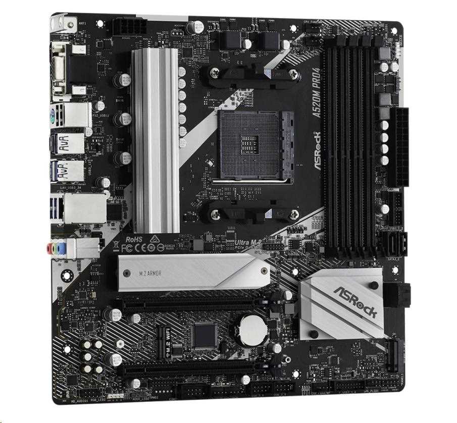 ASRock MB Sc AM4 A520M PRO4, AMD A520, 4xDDR4, HDMI, DP2 