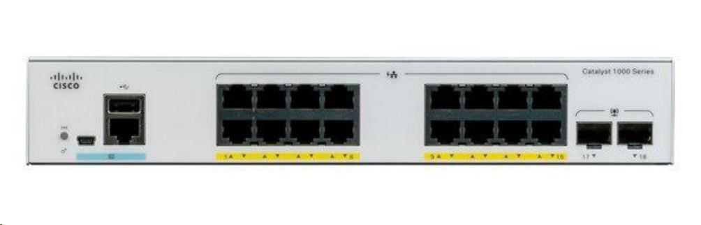 Cisco Catalyst C1000-16P-2G-L,  16x10/ 100/ 1000,  2xSFP,  PoE0 