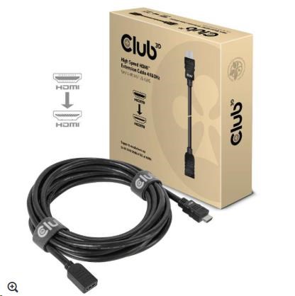 Club3D Kabel prodlužovací Rychlý HDMI 4K60HZ (M/F), 5m, černá, 26 AWG0 