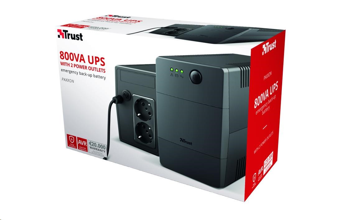 TRUST UPS Paxxon 800VA UPS s 2 štandardnými zásuvkami5 