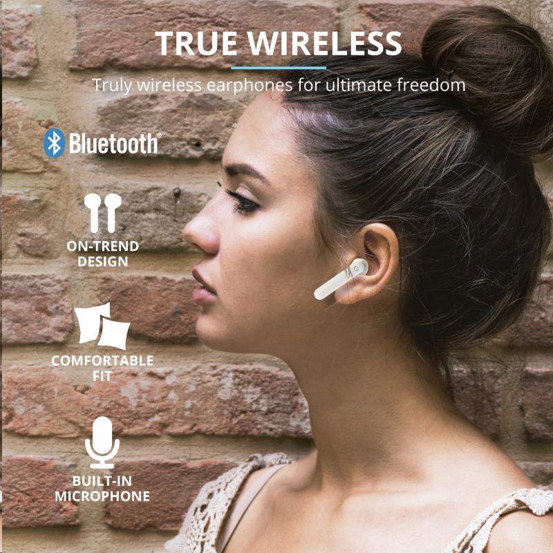 TRUST sluchátka Primo Touch Bluetooth Wireless Earphones - white0 