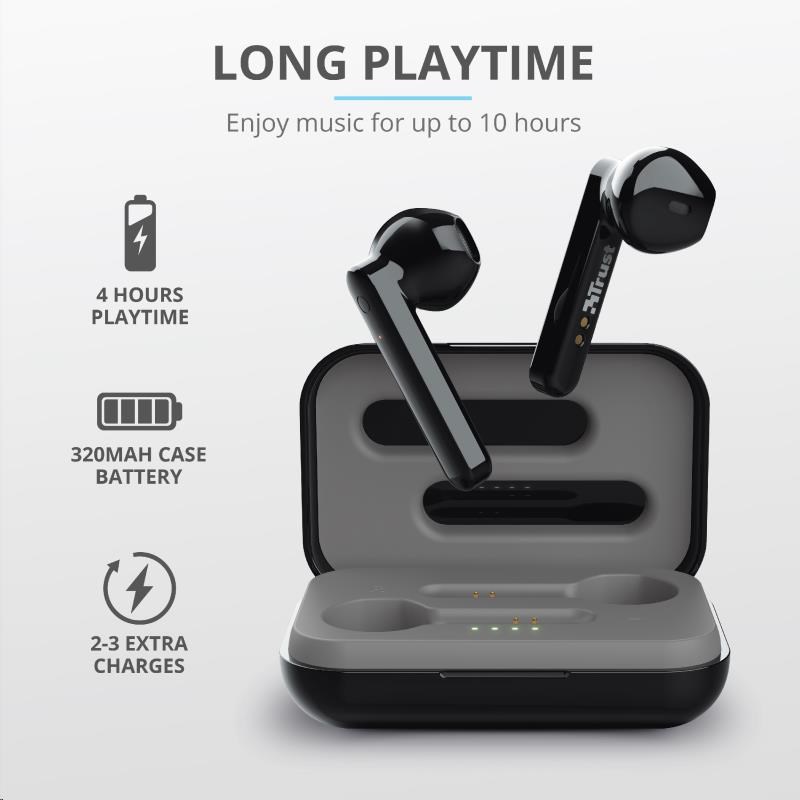 TRUST sluchátka Primo Touch Bluetooth Wireless Earphones - black0 