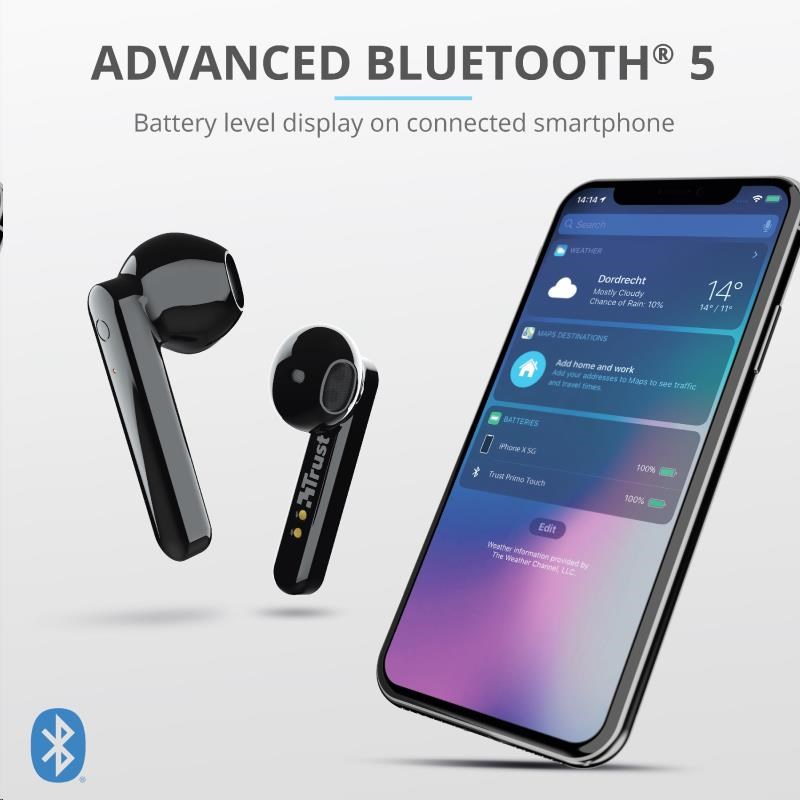 TRUST sluchátka Primo Touch Bluetooth Wireless Earphones - black4 