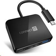 Rozbočovač CONNECT IT USB-C,  3v1 (USB-C, USB-A, HDMI),  externý,  čierny2 