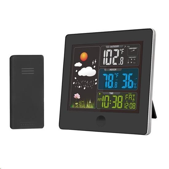 Solight TE80 meteostanice,  barevný LCD,  teplota,  vlhkost, RCC,  černá0 