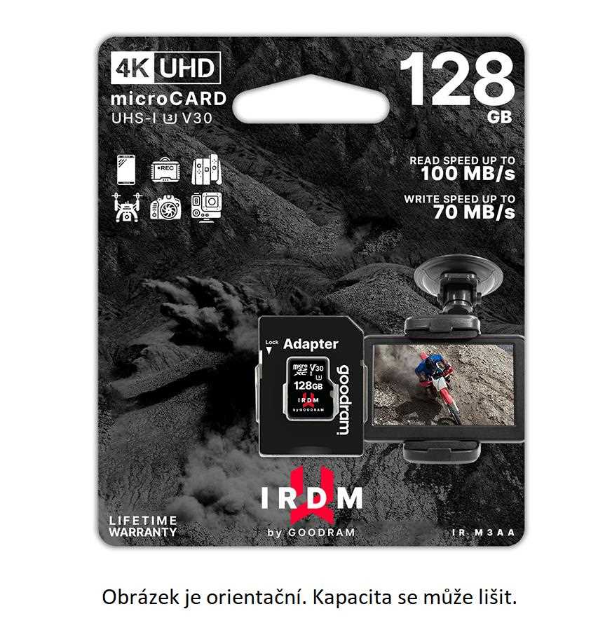 GOODRAM microSDXC karta 64GB IRDM (R:100/ W:70 MB/ s),  UHS-I Class 10,  U3,  V30 + Adapter1 