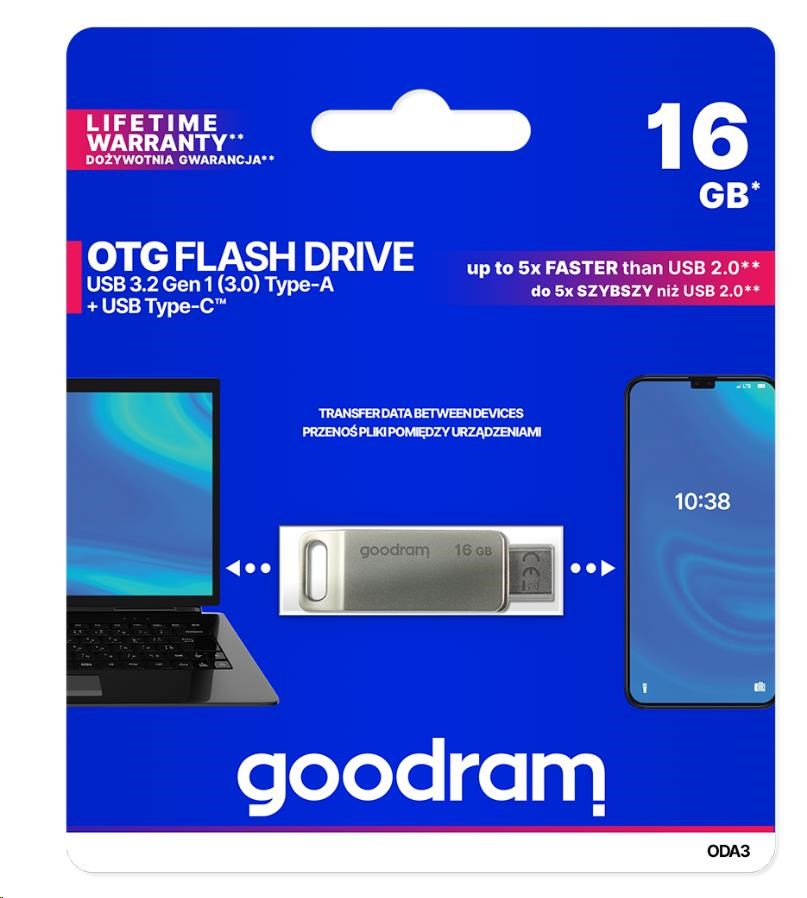 GOODRAM Flash disk 16 GB ODA3,  USB 3.2,  strieborná0 