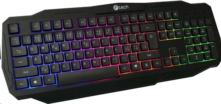 C-TECH klávesnice Arcus (GKB-15),  casual gaming,  CZ/ SK,  duhové podsvícení,  USB0 