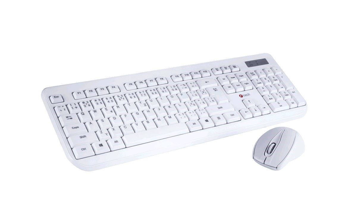 C-TECH klávesnica a myš WLKMC-01,  USB,  biela,  bezdrôtová,  CZ+SK0 