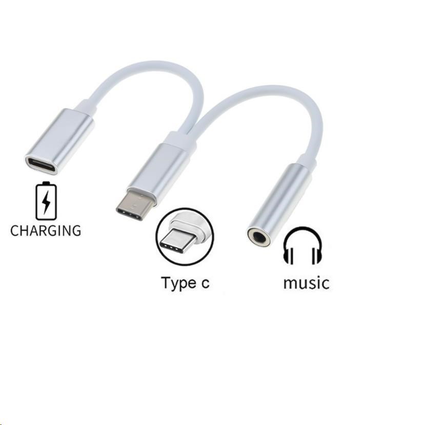 PremiumCord Prevodník USB-C na audio jack 3,5 mm samica + konektor USB typu C na nabíjanie0 