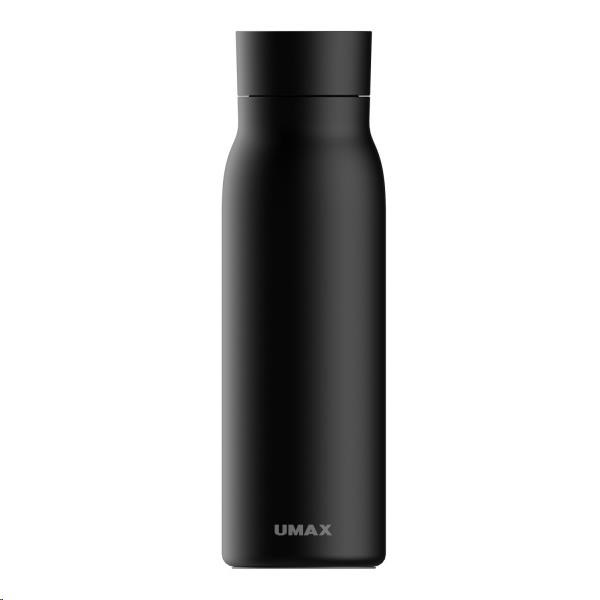 UMAX láhev Smart Bottle U6 Black - obsah 600ml, hlídání teploty a pitného režimu, LCD dotyk, nabíjení přes USB2 