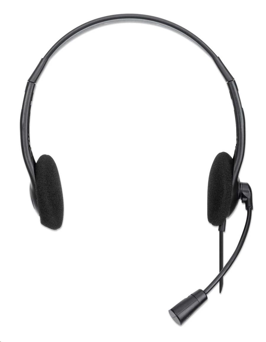 MANHATTAN Sluchátka s mikrofonem Stereo USB Headset,  box1 