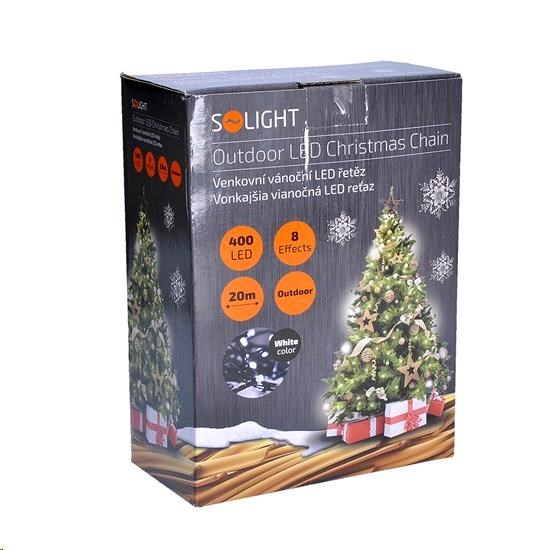 SOLIGHT LED venkovní vánoční řetěz,  400 LED,  20m,  přívod 5m,  8 funkcí,  IP44,  studená bílá7 