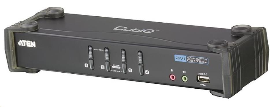 ATEN 4-portový DVI KVMP USB,  2-portový USB HUB,  audio,  1.2m káble0 