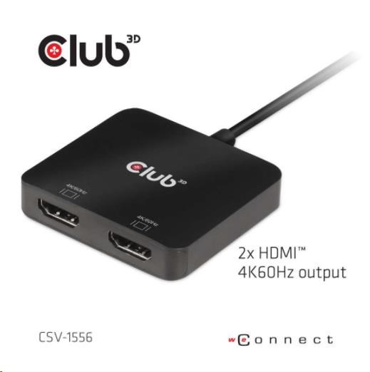 Club3D Video hub MST (Multi Stream Transport) USB-C 3.2 na HDMI 2.0,  Duálny monitor 4K60Hz1 