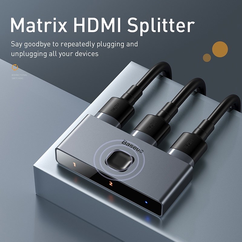 Baseus Matrix HDMI Splitter 2v1 / 1v2 šedá8 