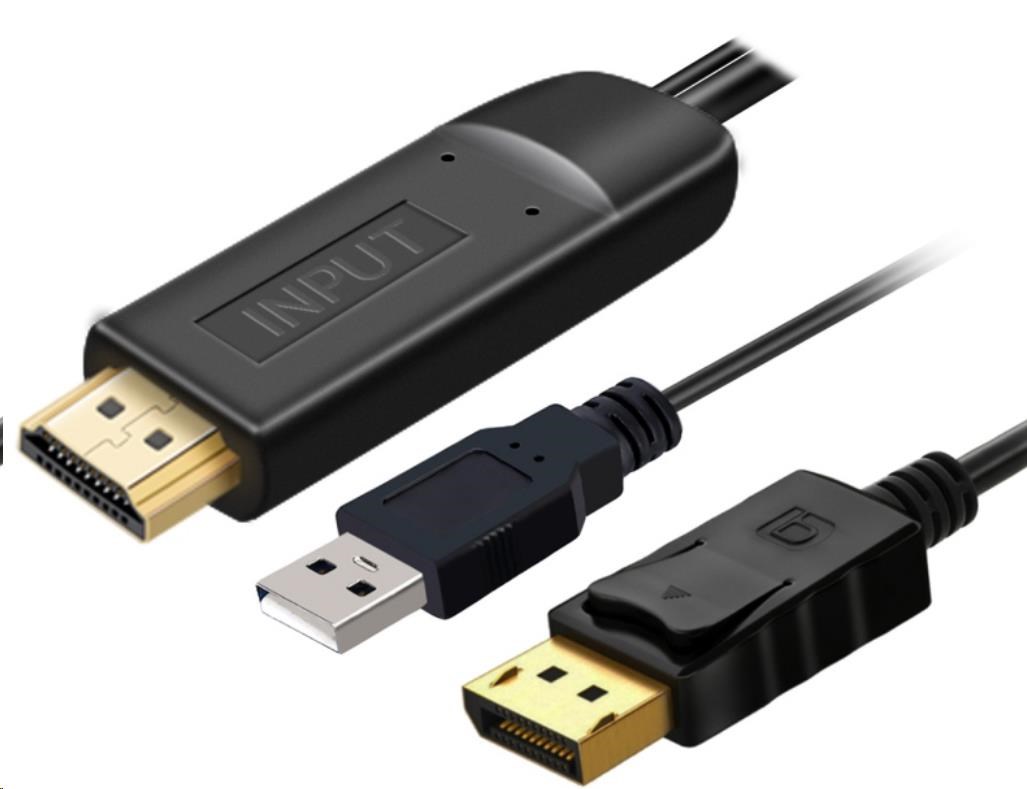 Kábel HDMI PREMIUMCORD 2.0 na DisplayPort 1.2 pre 4K@60Hz,  2m0 