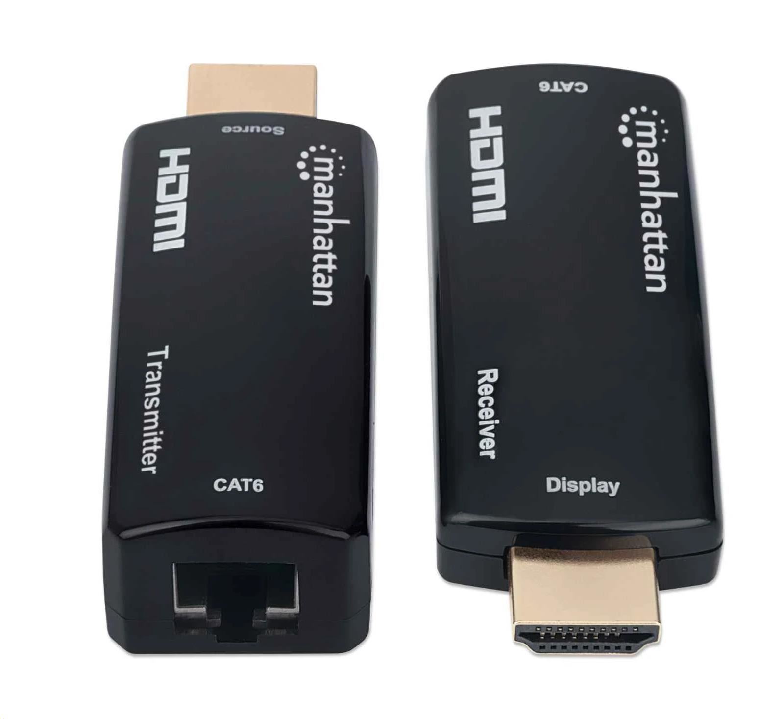 MANHATTAN HDMI extender pomocou jedného kábla Cat5e/ 6 do 60 m,  čierny,  maloobchodná krabica0 