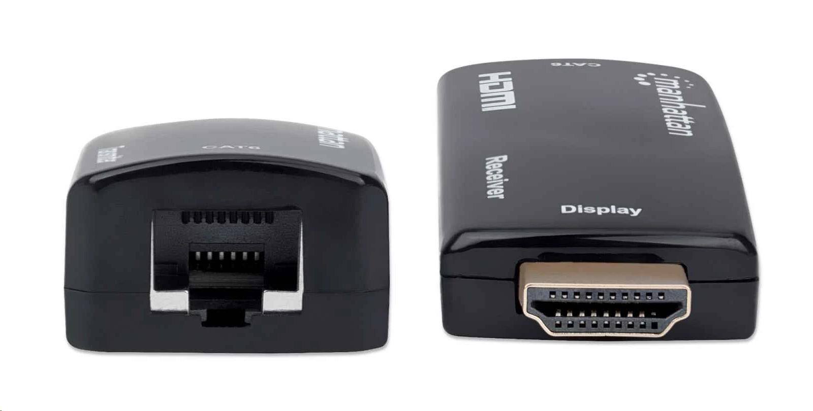 MANHATTAN HDMI extender pomocou jedného kábla Cat5e/ 6 do 60 m,  čierny,  maloobchodná krabica1 