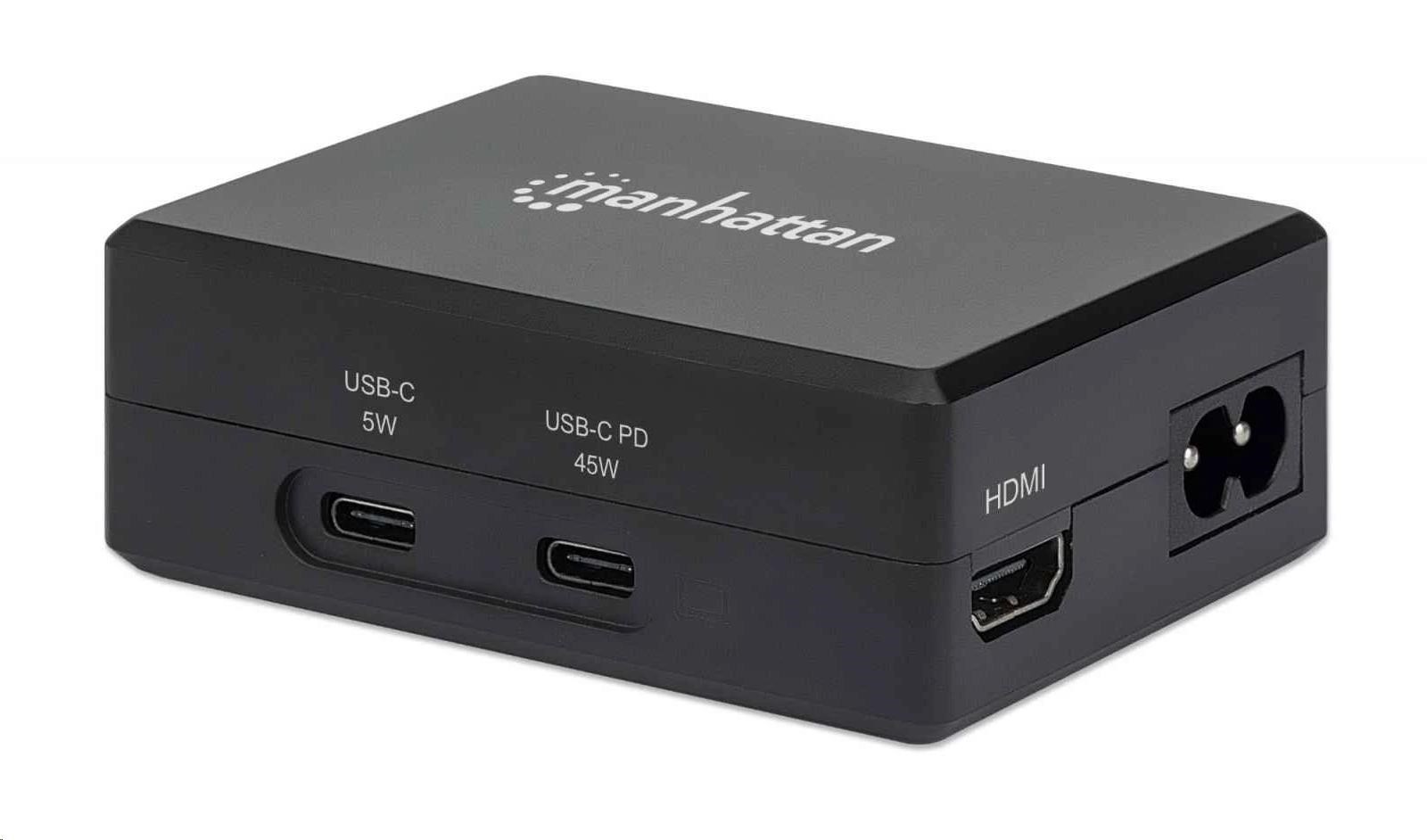 MANHATTAN Prenosná stolová dokovacia stanica USB-C s nabíjaním PD,  čierna,  maloobchodná krabica6 