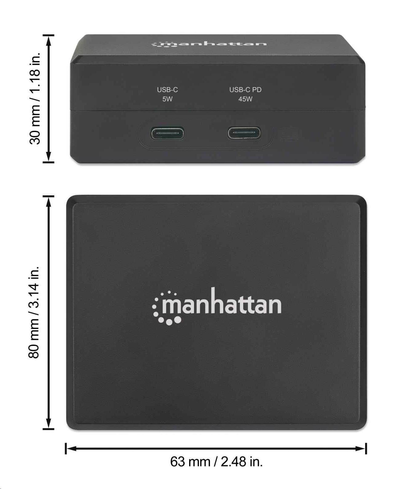 MANHATTAN Prenosná stolová dokovacia stanica USB-C s nabíjaním PD,  čierna,  maloobchodná krabica5 