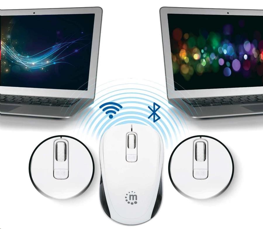 Myš MANHATTAN Dual-Mode,  USB optická,  800/ 1200/ 1600 dpi,  bielo-čierna5 