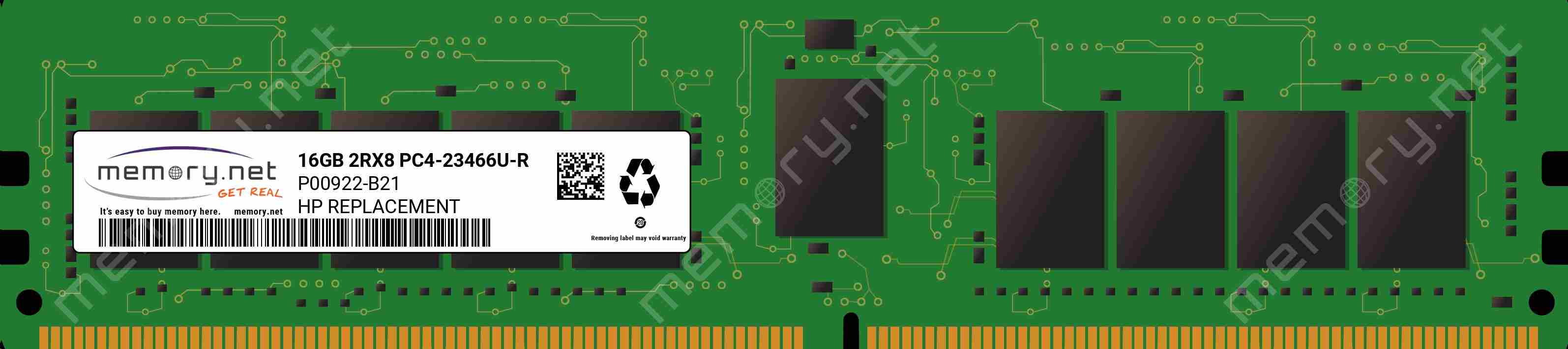 HPE 16GB (1x16GB) Dual Rank x8 DDR42933 CAS212121 RegSmartMemory Kit P00922R-B21 RENEW0 