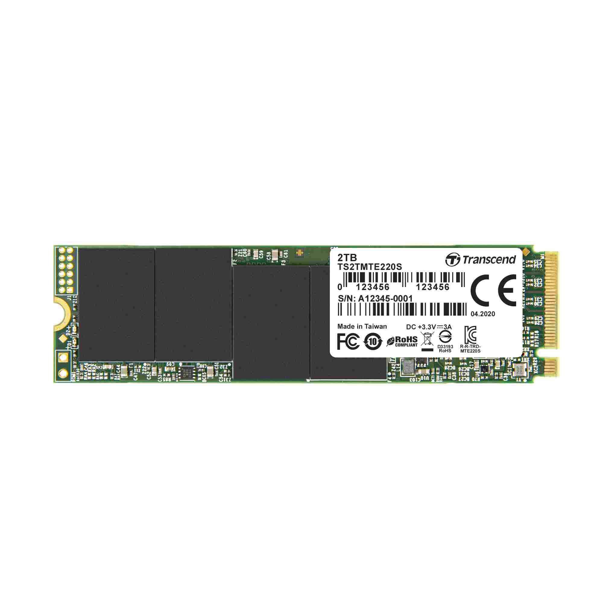 TRANSCEND SSD 220S 2TB,  M.2 2280,  PCIe Gen3x4,  NVMe,  M-Key,  3D TLC,  s Dram0 