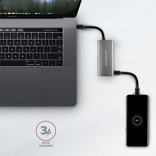 AXAGON HMC-4G2, USB 3.rozbočovač 2 Gen 2 10 Gb/s, 2x USB-A, 2x USB-C, 13 cm kábel USB-C4 
