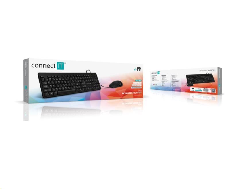 CONNECT IT Combo drátová černá klávesnice + myš,  CZ + SK layout6 