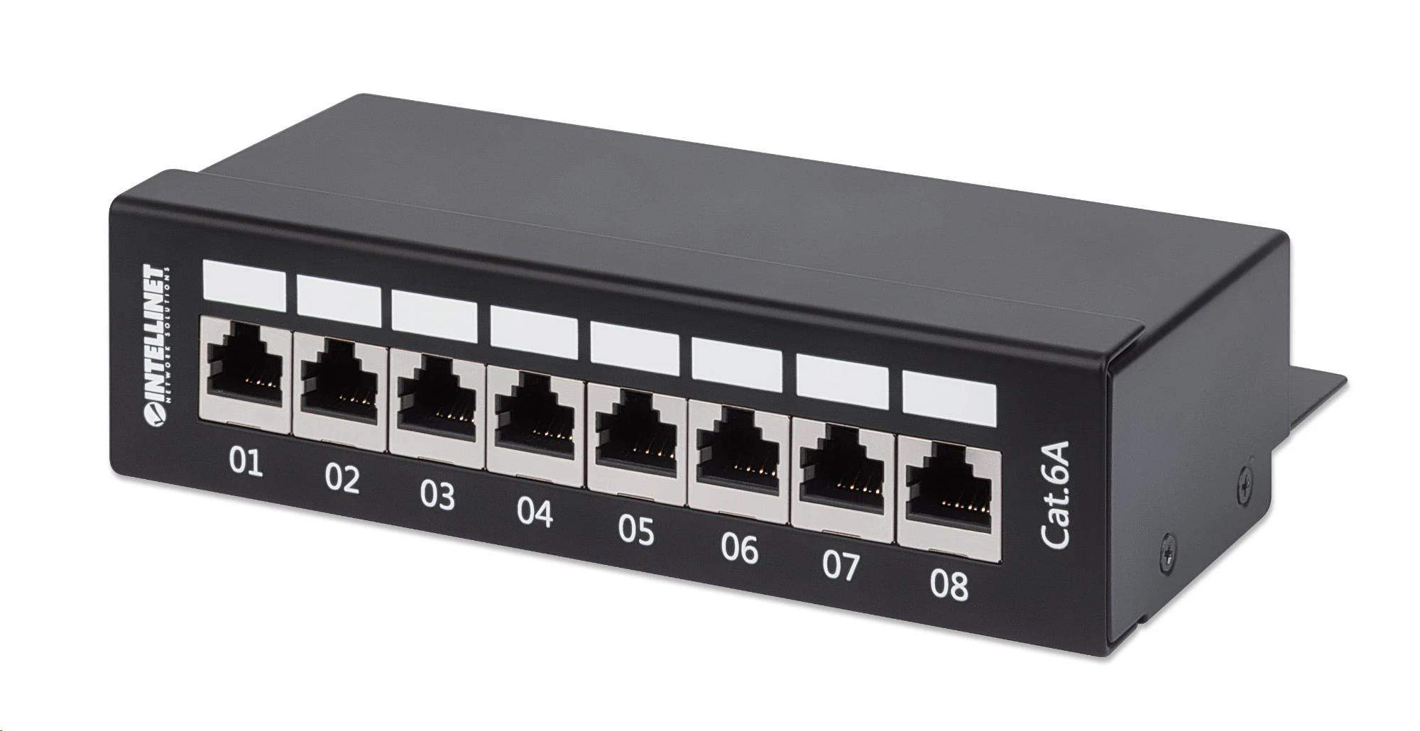 Intellinet Patch panel 8 portov Cat6A,  tienený FTP,  čierny,  stolový0 