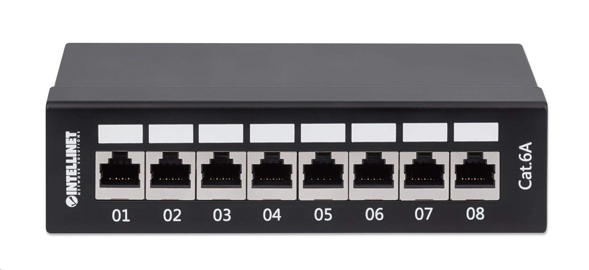 Intellinet Patch panel 8 portov Cat6A,  tienený FTP,  čierny,  stolový1 