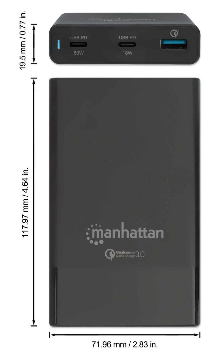 Nabíjacia stanica MANHATTAN USB Power Delivery - 65 W,  čierna5 
