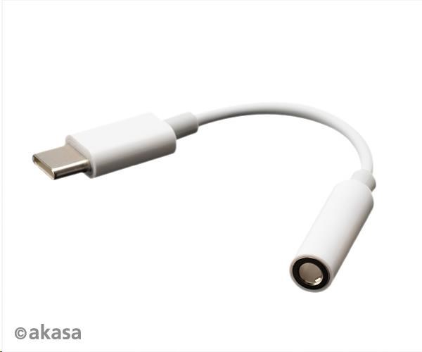 AKASA USB Type-C na 3.adaptér na 5 mm konektor slúchadiel,  10 cm,  biely1 