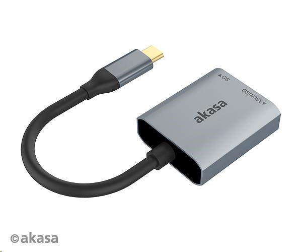 Čítačka kariet AKASA AK-CR-10BK (SD,  microSD),  externá,  USB 3.2 Typ C0 
