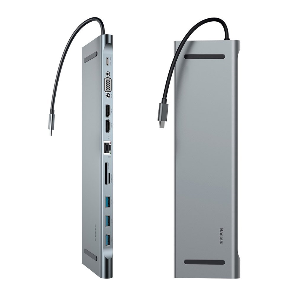 Dokovacia stanica Baseus Enjoyment Series USB-C (USB-C PD, 3*USB 3.0, 2*4KHDMI, VGA, RJ45, 3,5 mm, čítačka microSD/SD),0 