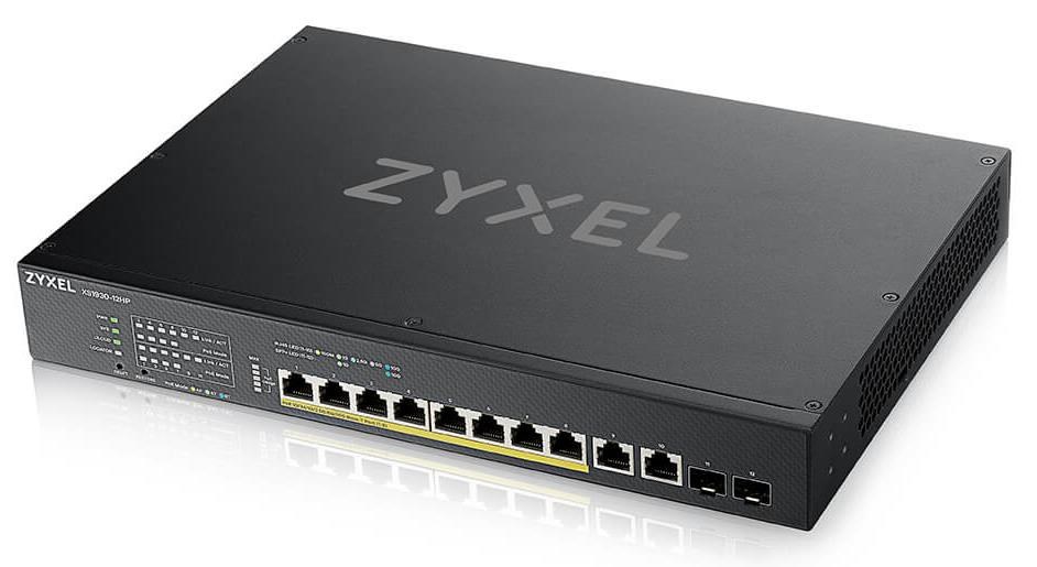 Zyxel XS1930-12HP 8-portový multi-gigabitový inteligentný riadený PoE switch s 2 10GbE a 2 SFP+ Uplink,  PoE 375W0 