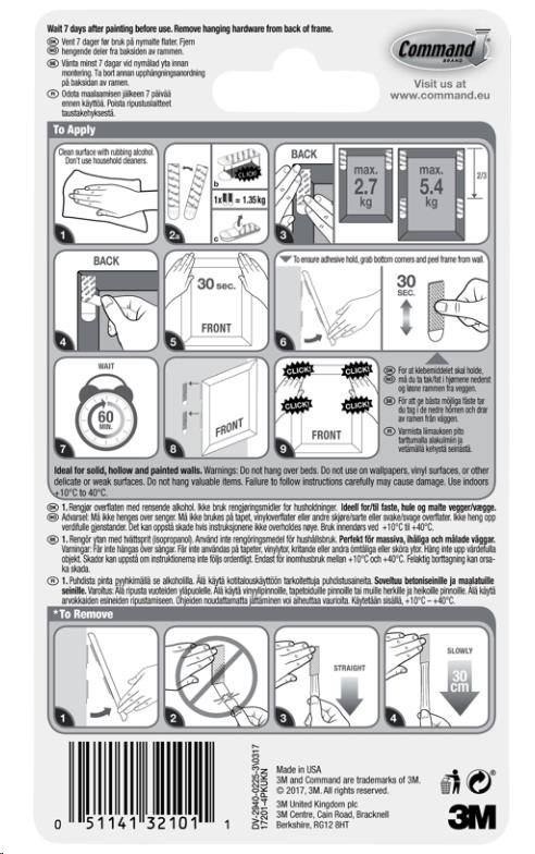 3M COMMAND nalepovací systém rámečků na zeď M-5.4kg,  bílá0 