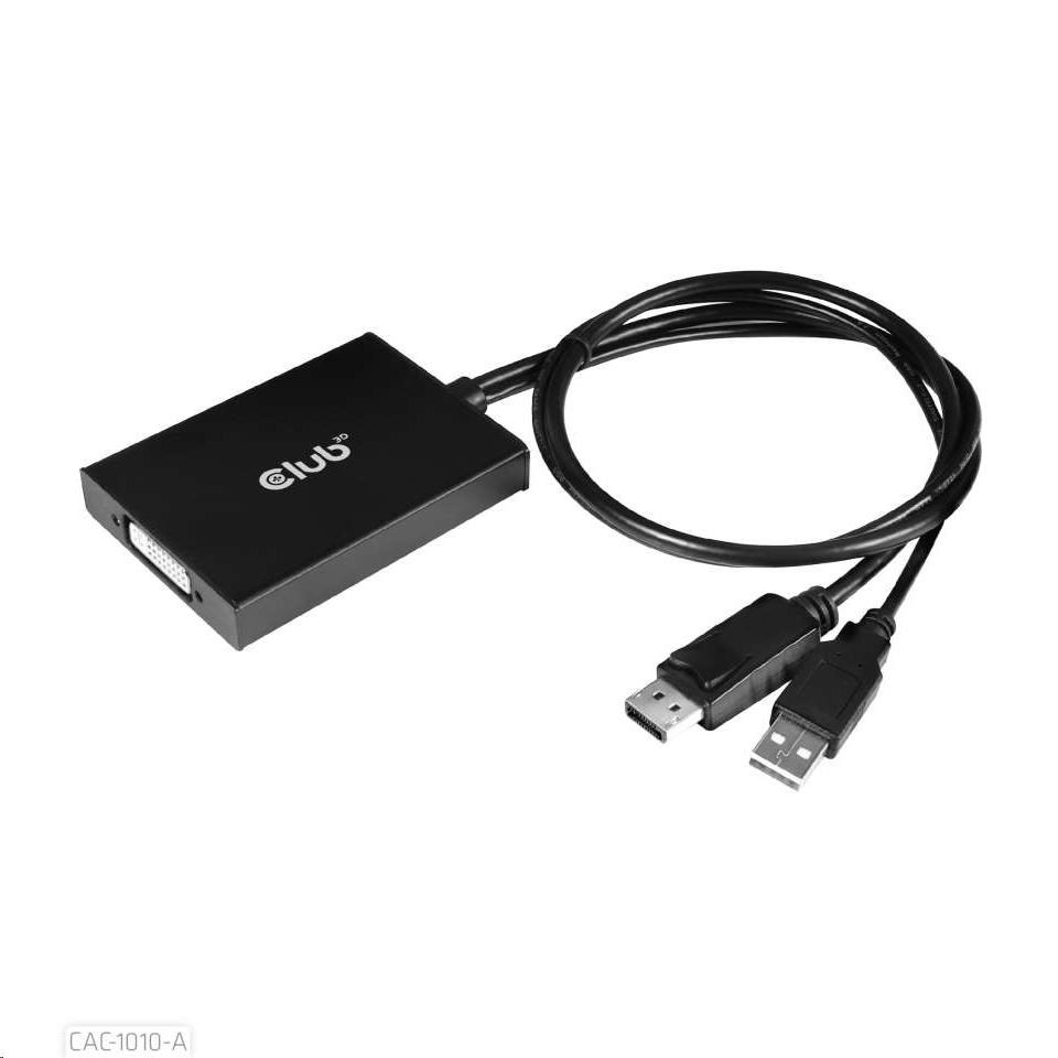 Club3D Adaptér aktivní DisplayPort na Dual Link DVI-D,  USB napájení,  60cm,  HDCP off,  pro Apple Cinema displeje1 