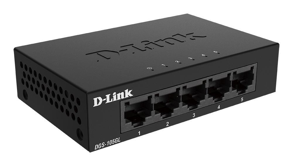 D-Link DGS-105GL 5-portový gigabitový stolný prepínač s kovovým puzdrom0 