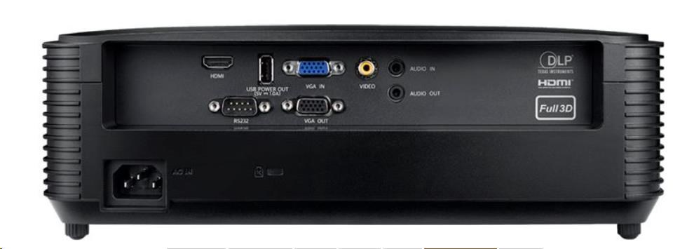 Optoma projektor W400LVe (DLP,  FULL 3D,  WXGA,  4 000 ANSI,  25 000:1,  VGA,  HDMI,  RS232,  1x10W speaker)1 