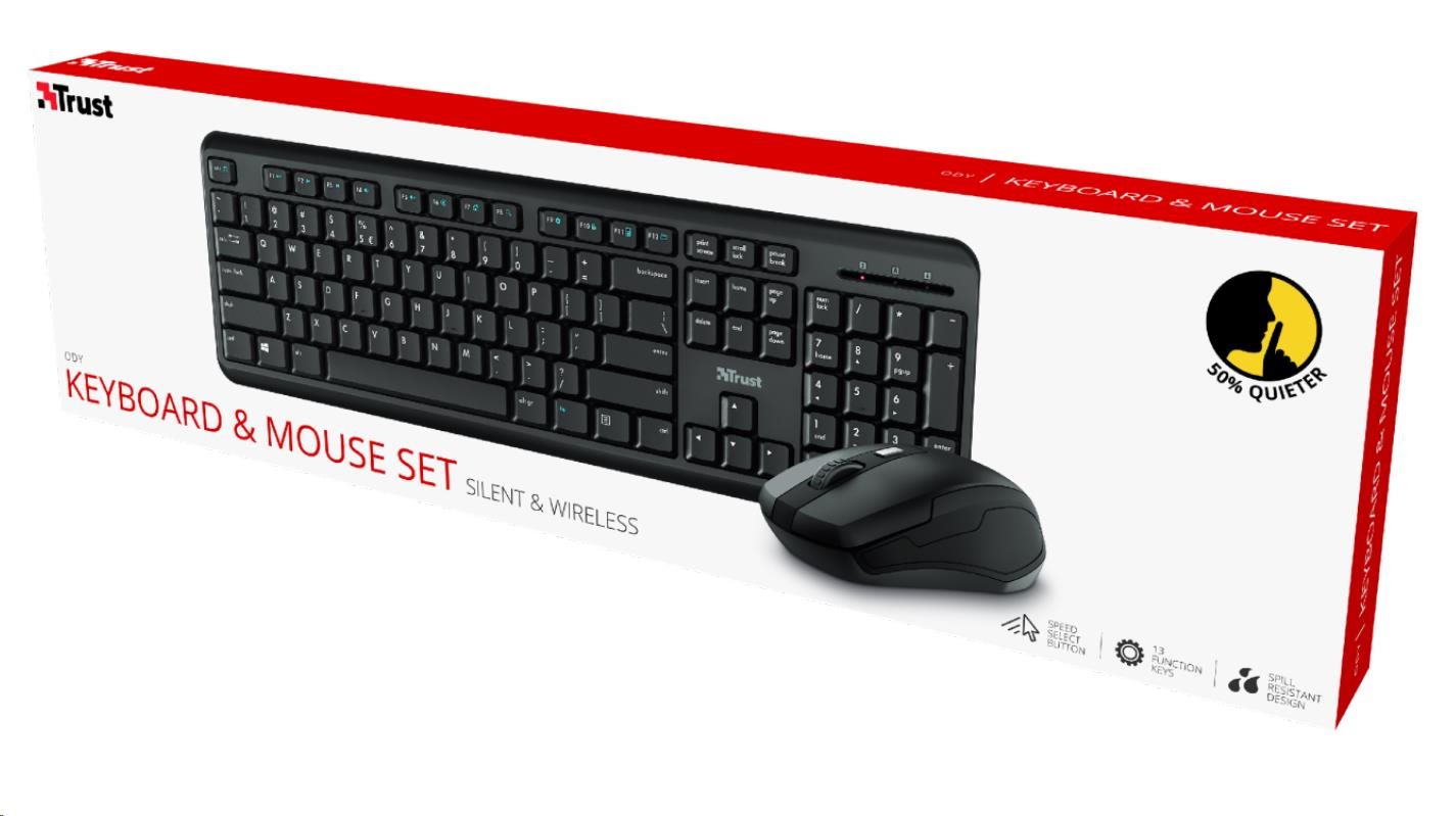 TRUST set klávesnica + myš ODY,  bezdrôtový,  USB,  US7 